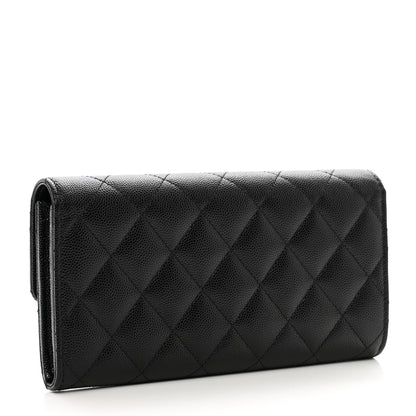 Chanel Caviar Quilted Crystal CC Large Gusset Flap Wallet Black 3 of 9