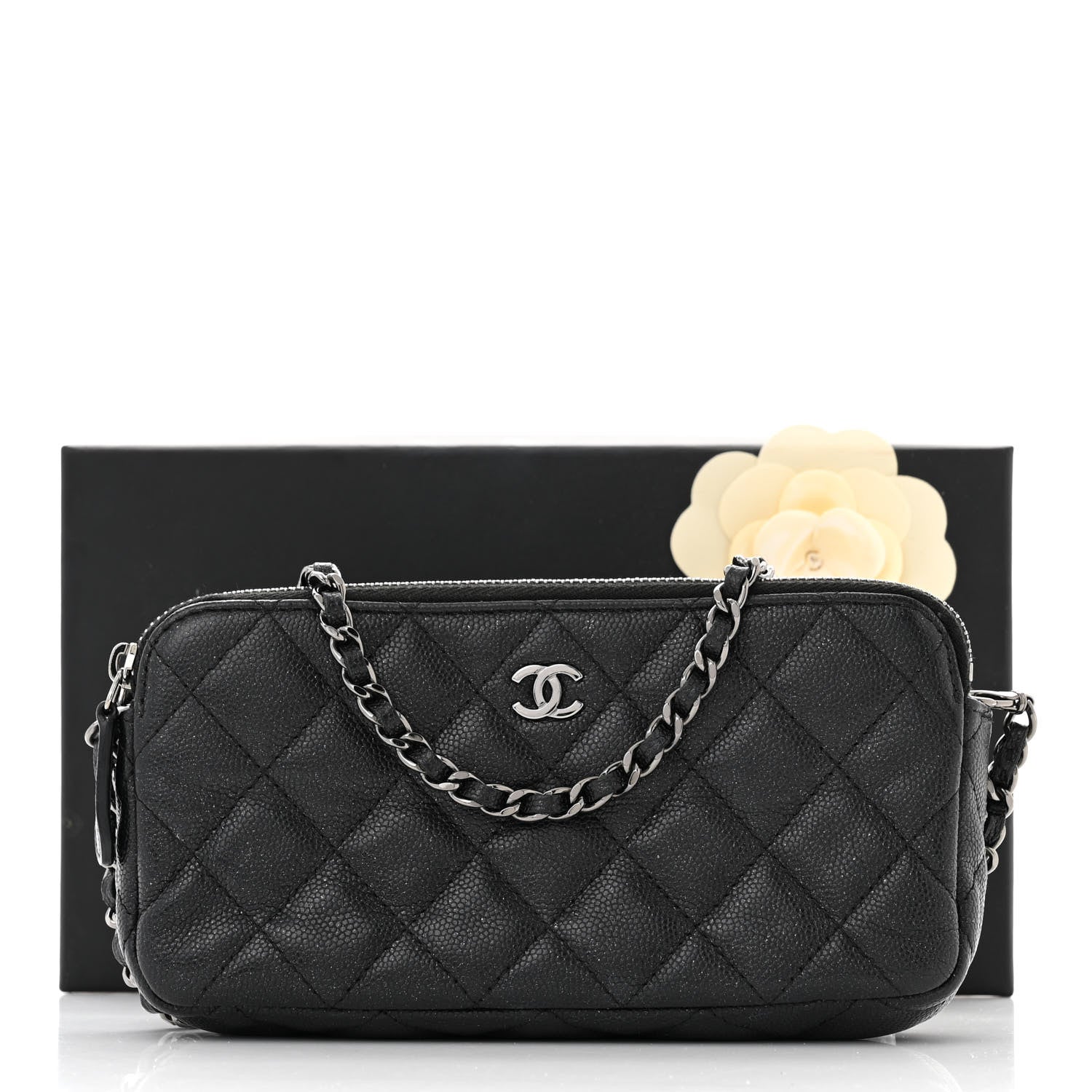 Chanel Iridescent Caviar Quilted Small Clutch With Chain Black 15 of 15