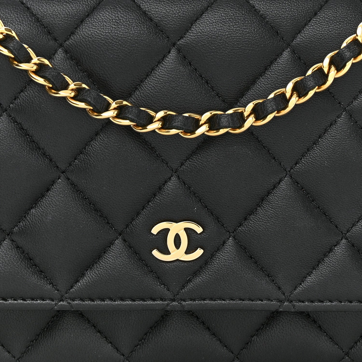 Chanel Lambskin Quilted Wallet On Chain WOC Black 9 of 12