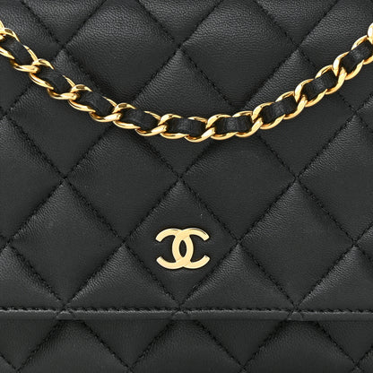Chanel Lambskin Quilted Wallet On Chain WOC Black 9 of 12