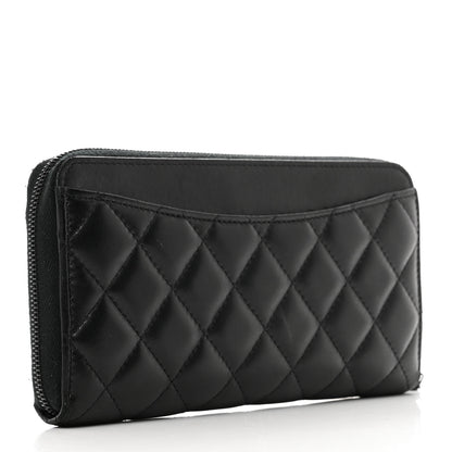 Chanel Lambskin Quilted Large Gusset Zip Around Wallet So Black 3 of 13