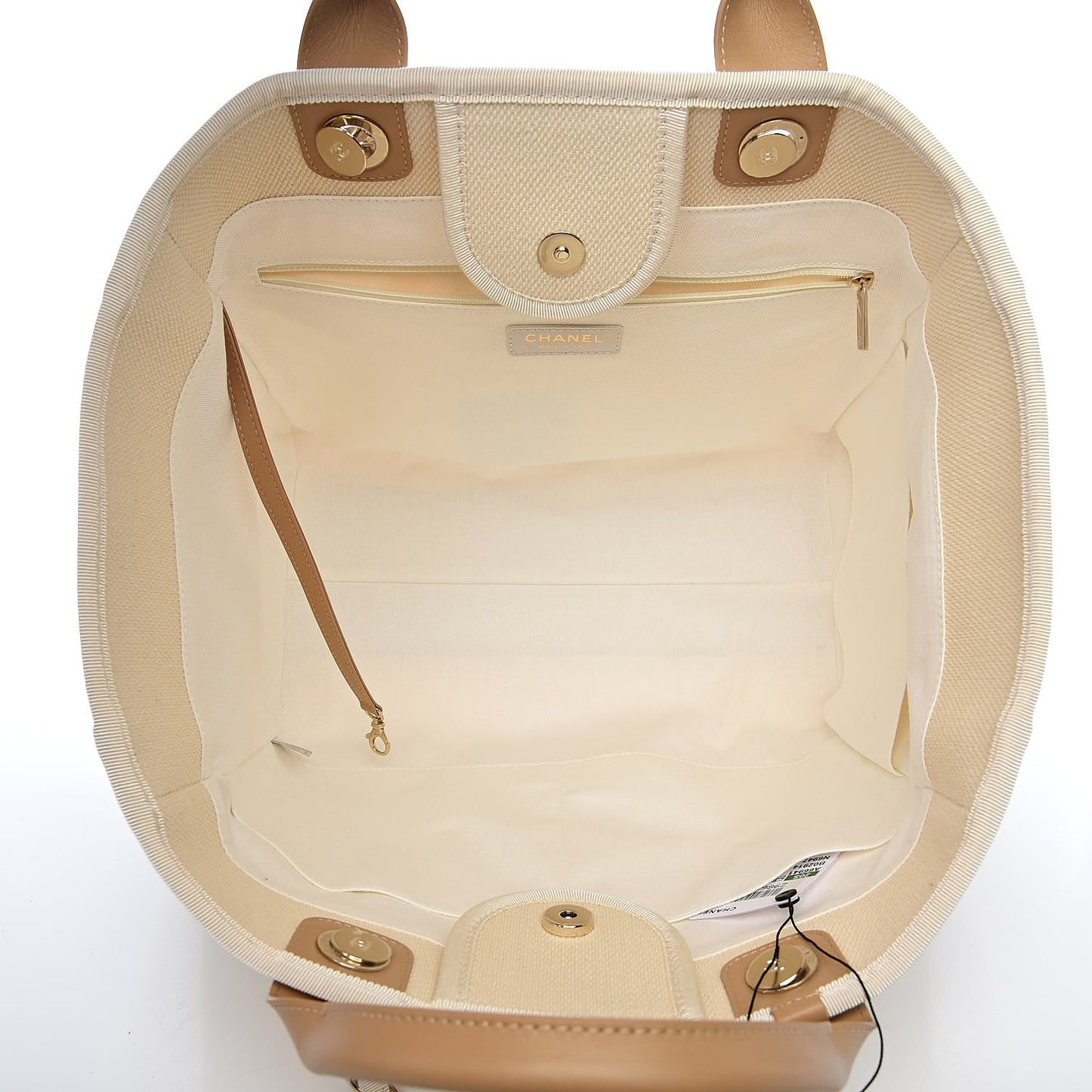 Canvas Pearl Medium Deauville Tote Ecru Beige