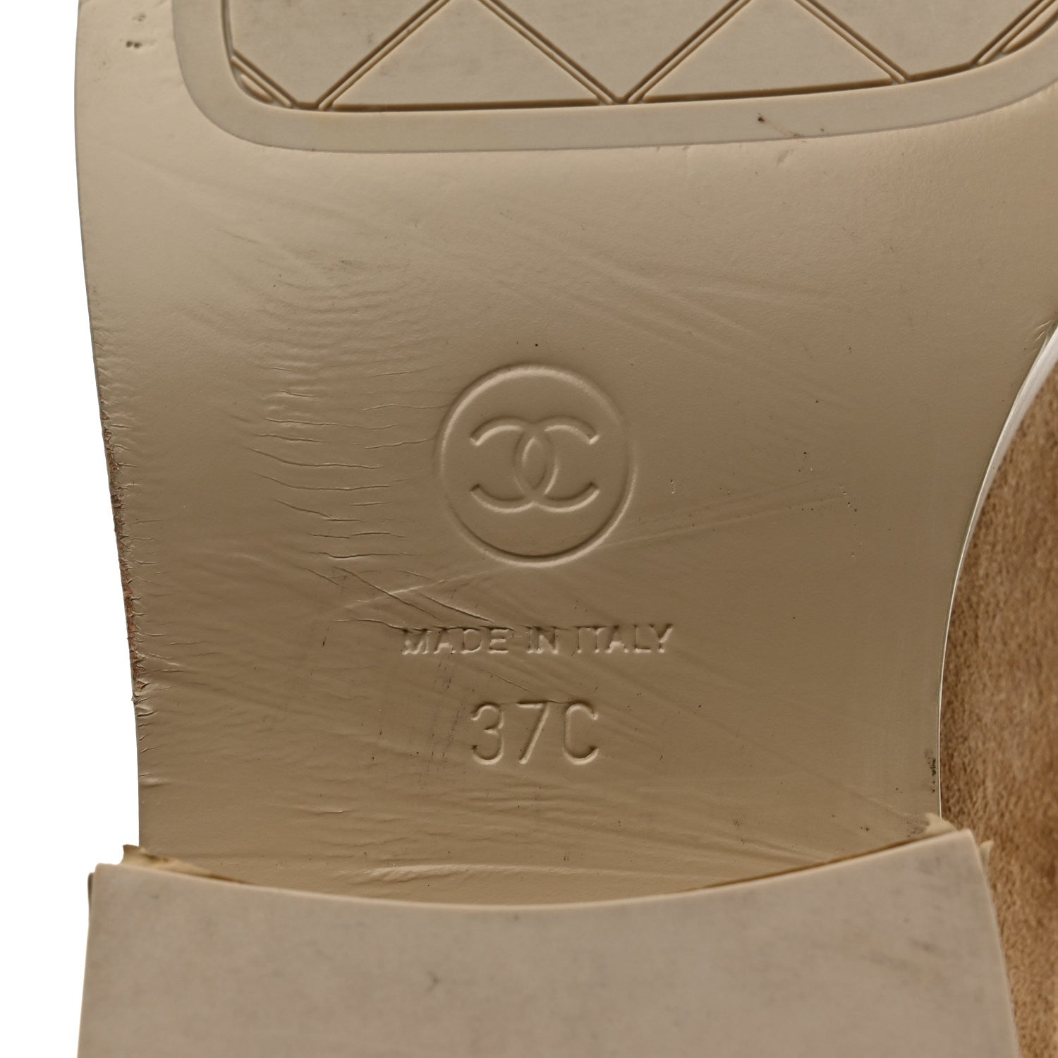 Chanel Suede Metal CC Mocassin Loafers 37 Beige 8 of 9