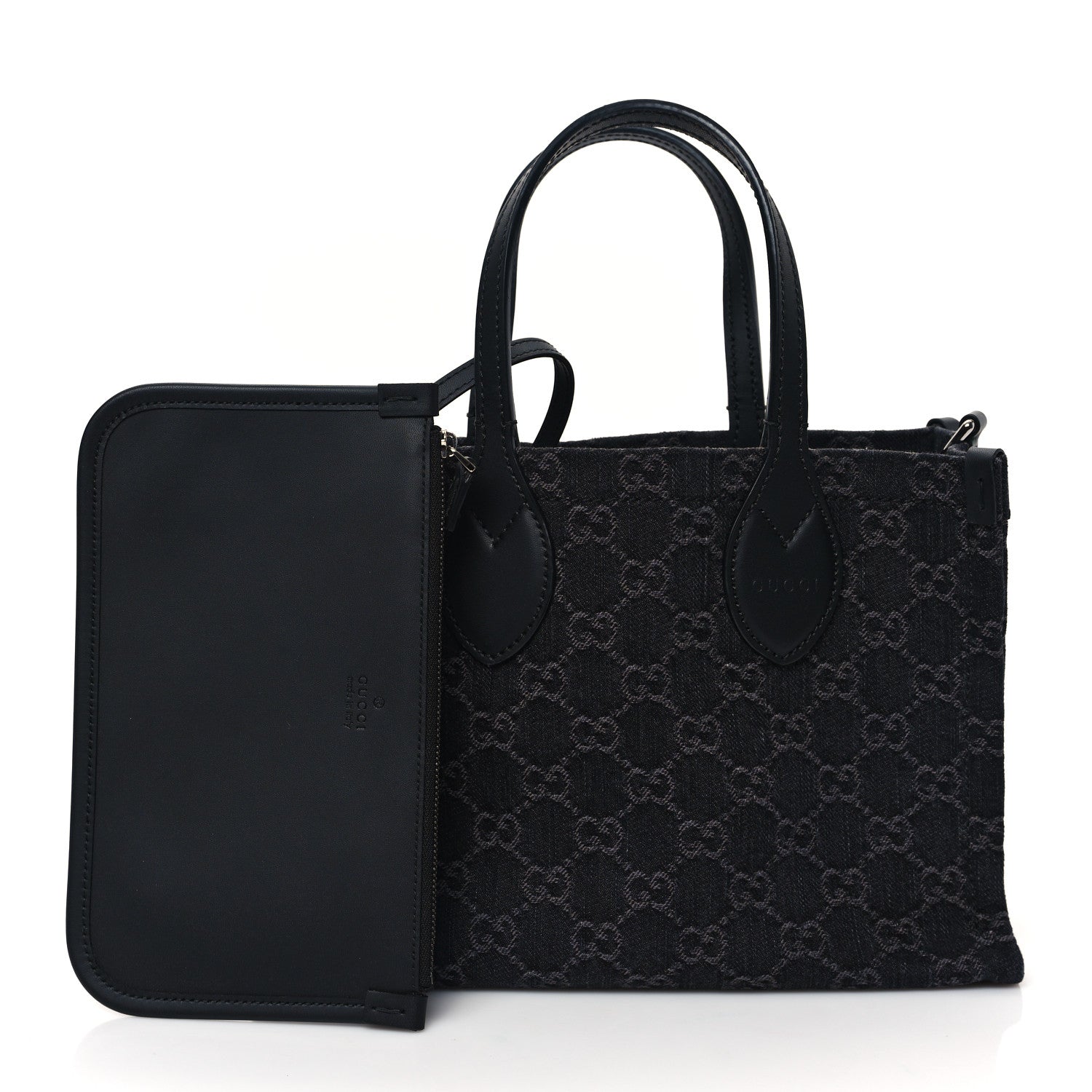 Gucci Denim Ophidia GG Monogram Tote Medium Black Grey 3 of 11