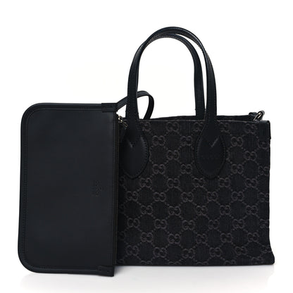 Gucci Denim Ophidia GG Monogram Tote Medium Black Grey 3 of 11
