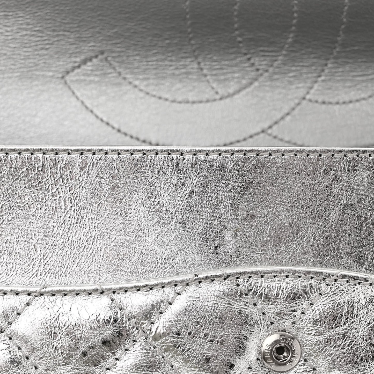 Metallic Aged Calfskin Quilted 2.55 Reissue 227 Flap Silver