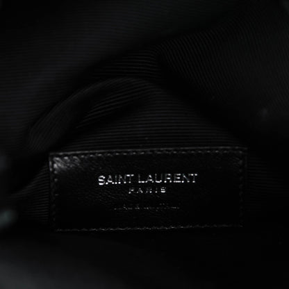 Saint Laurent Crocodile Embossed Patchwork Tassel Fringe Monogram Bucket Bag Black 7 of 7