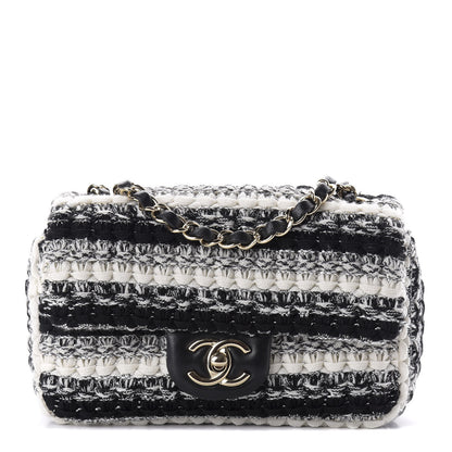 Chanel Tweed Braid Mini Flap Black White 1 of 9