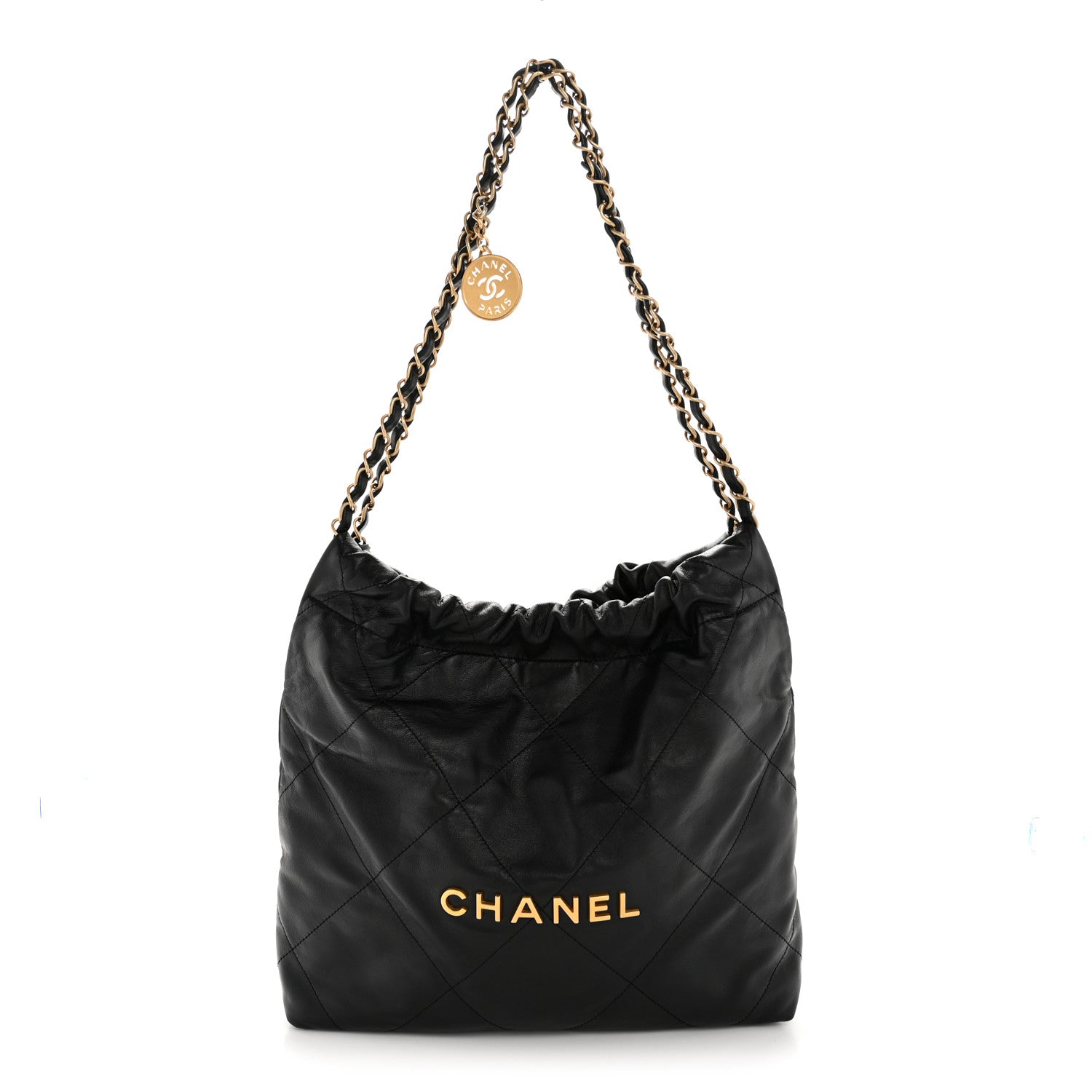 Chanel Shiny Calfskin Quilted Small Chanel 22 Black 1 of 13