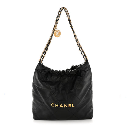 Chanel Shiny Calfskin Quilted Small Chanel 22 Black 1 of 13