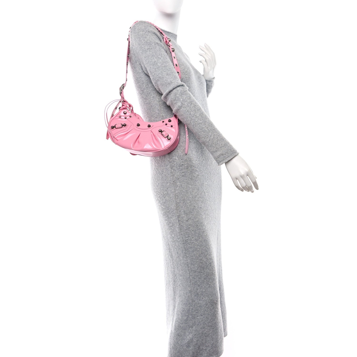 Balenciaga Patent Faux Leather Le Cagole Shoulder Bag XS Sweet Pink 2 of 11