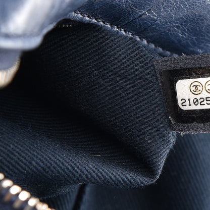 Chanel Glazed Calfskin Quilted Travel Flap Tote Blue 7 of 9