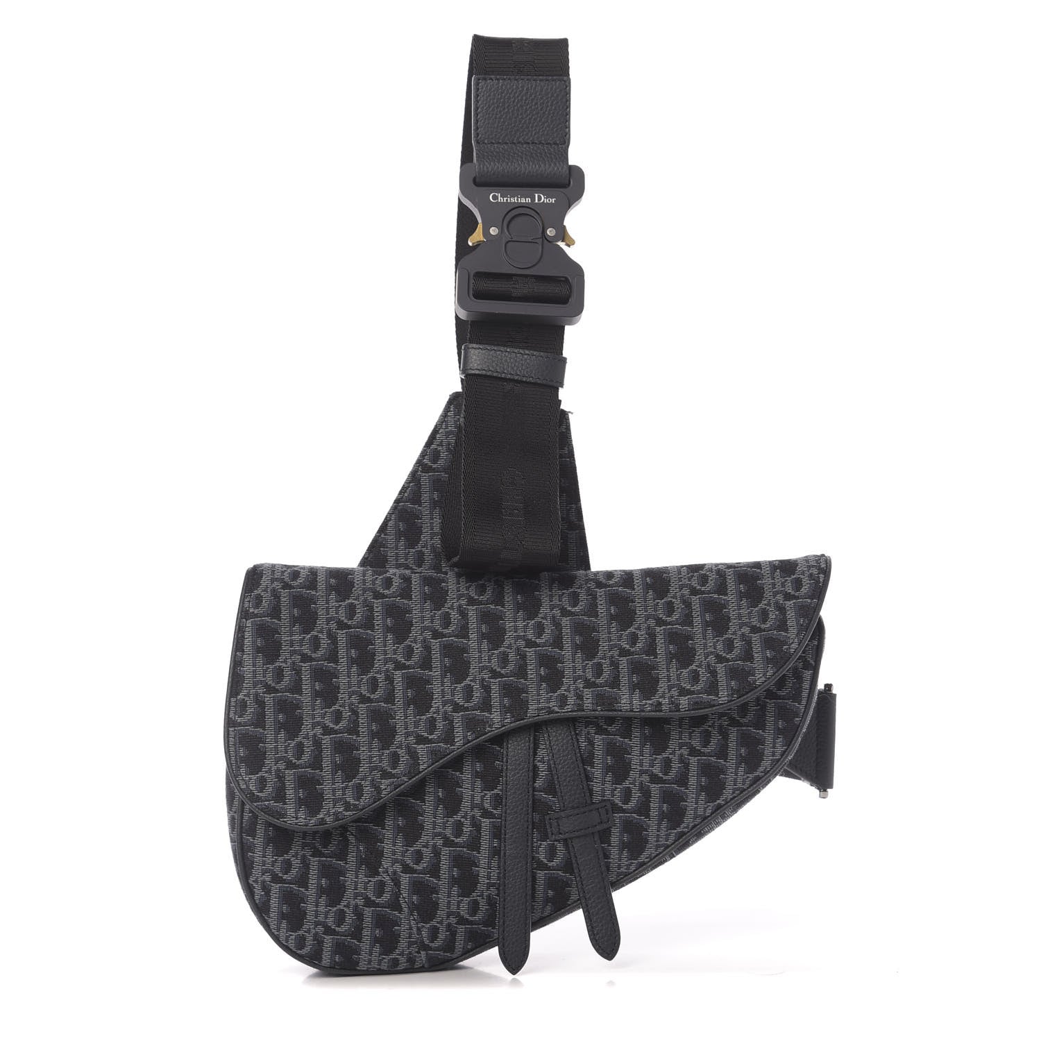 Christian Dior Oblique Mens Saddle Bag Black Blue 1 of 11