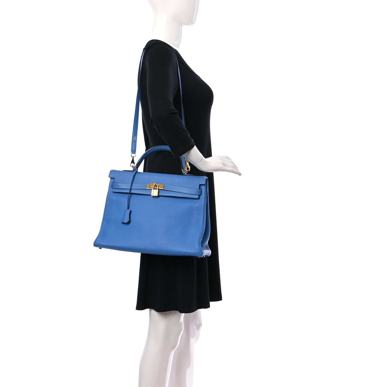 Hermes Togo Kelly Retourne 35 Bleu Paradis 2 of 12