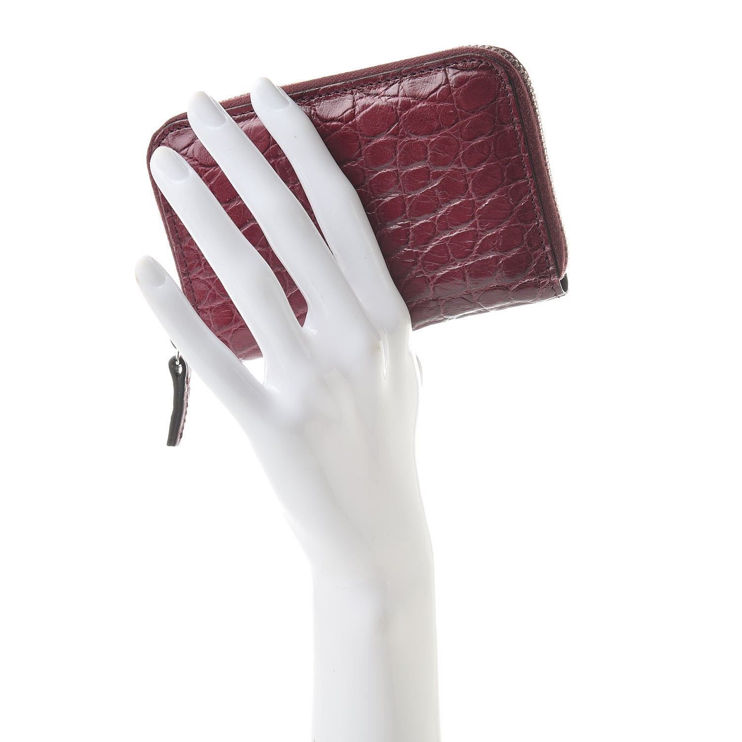 Gucci Crocodile Zip Around Card Case Cherry Gloss 2 of 16
