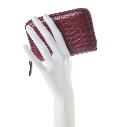Gucci Crocodile Zip Around Card Case Cherry Gloss 2 of 16