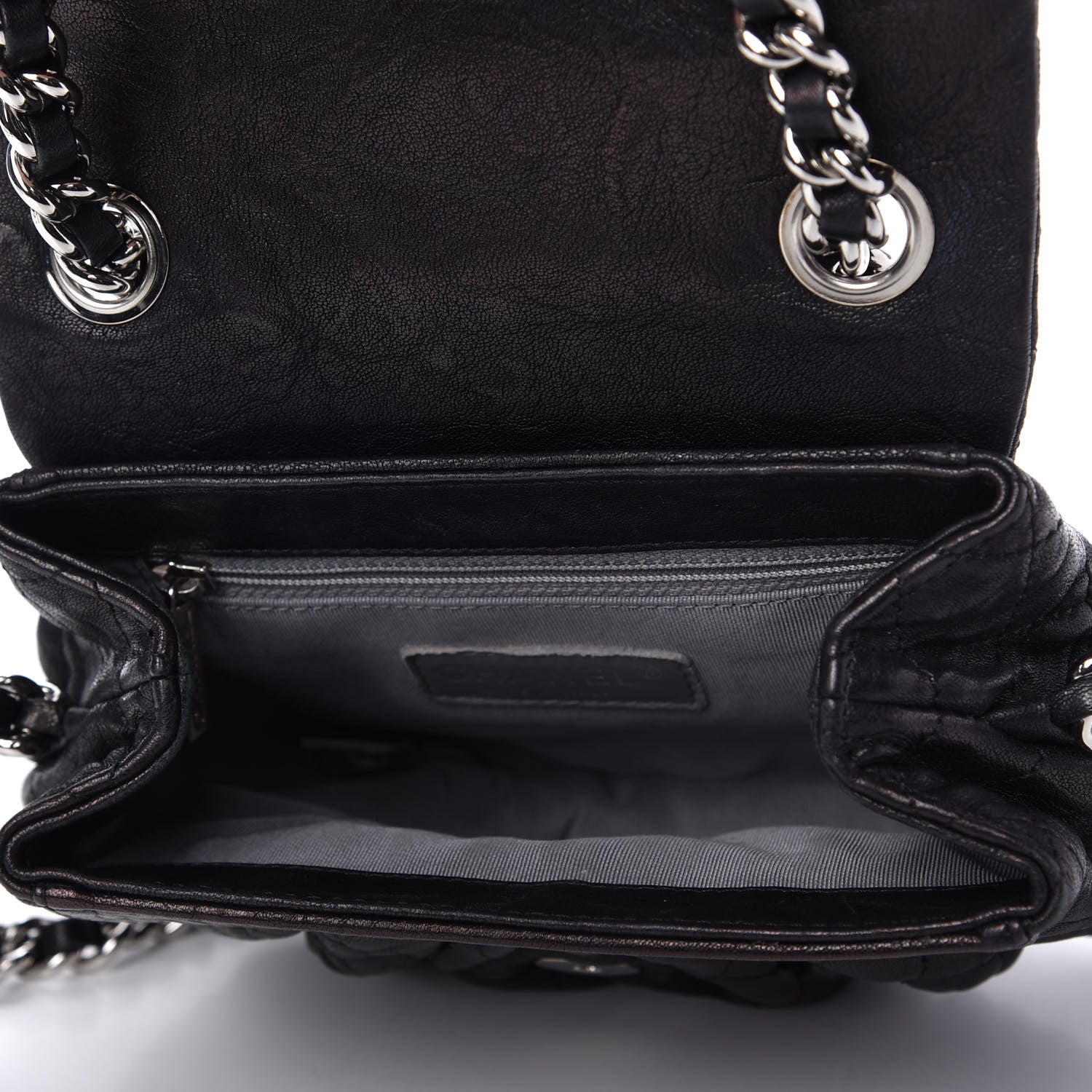 Chanel Metallic Washed Lambskin Quilted Mini Chain Around Flap Black 5 of 10