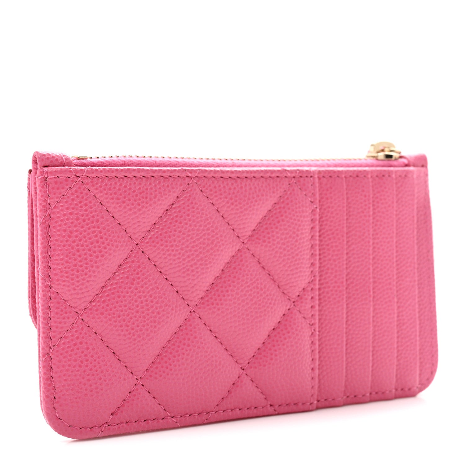 Chanel Caviar Quilted Flap Zip Card Holder Dark Pink 3 of 8