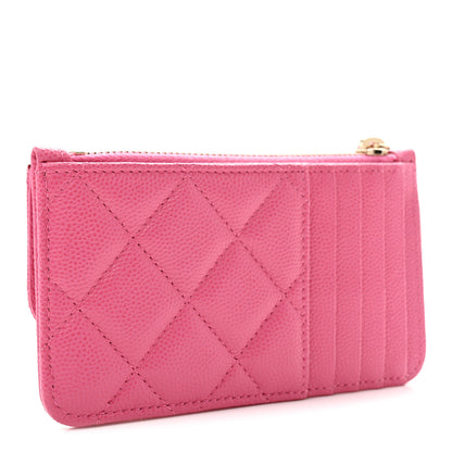 Chanel Caviar Quilted Flap Zip Card Holder Dark Pink 3 of 8