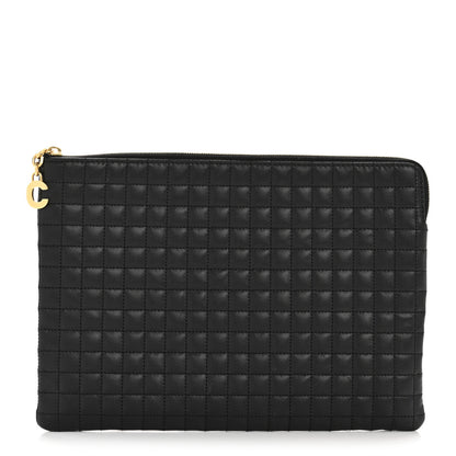 Celine Calfskin Quilted C Charm Pouch Black 1 of 10