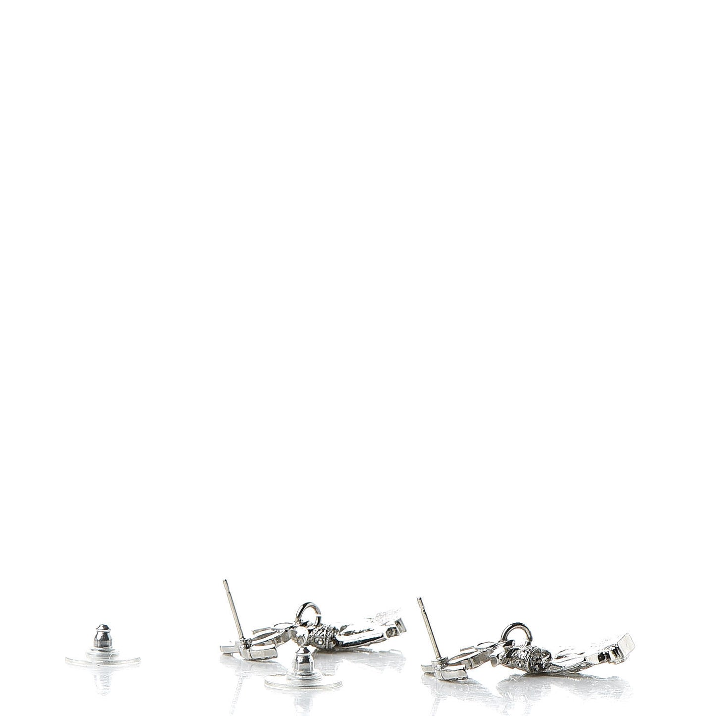 Crystal CC Drop Earrings Silver