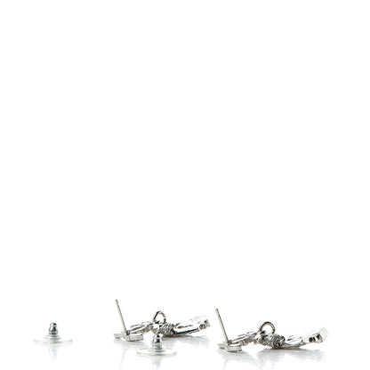 Chanel Crystal CC Drop Earrings Silver 3 of 5