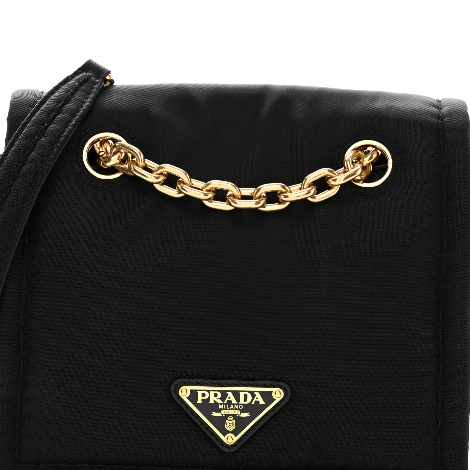 Prada Tessuto Nylon Chain Flap Shoulder Bag Black 7 of 9