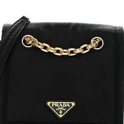 Prada Tessuto Nylon Chain Flap Shoulder Bag Black 7 of 9