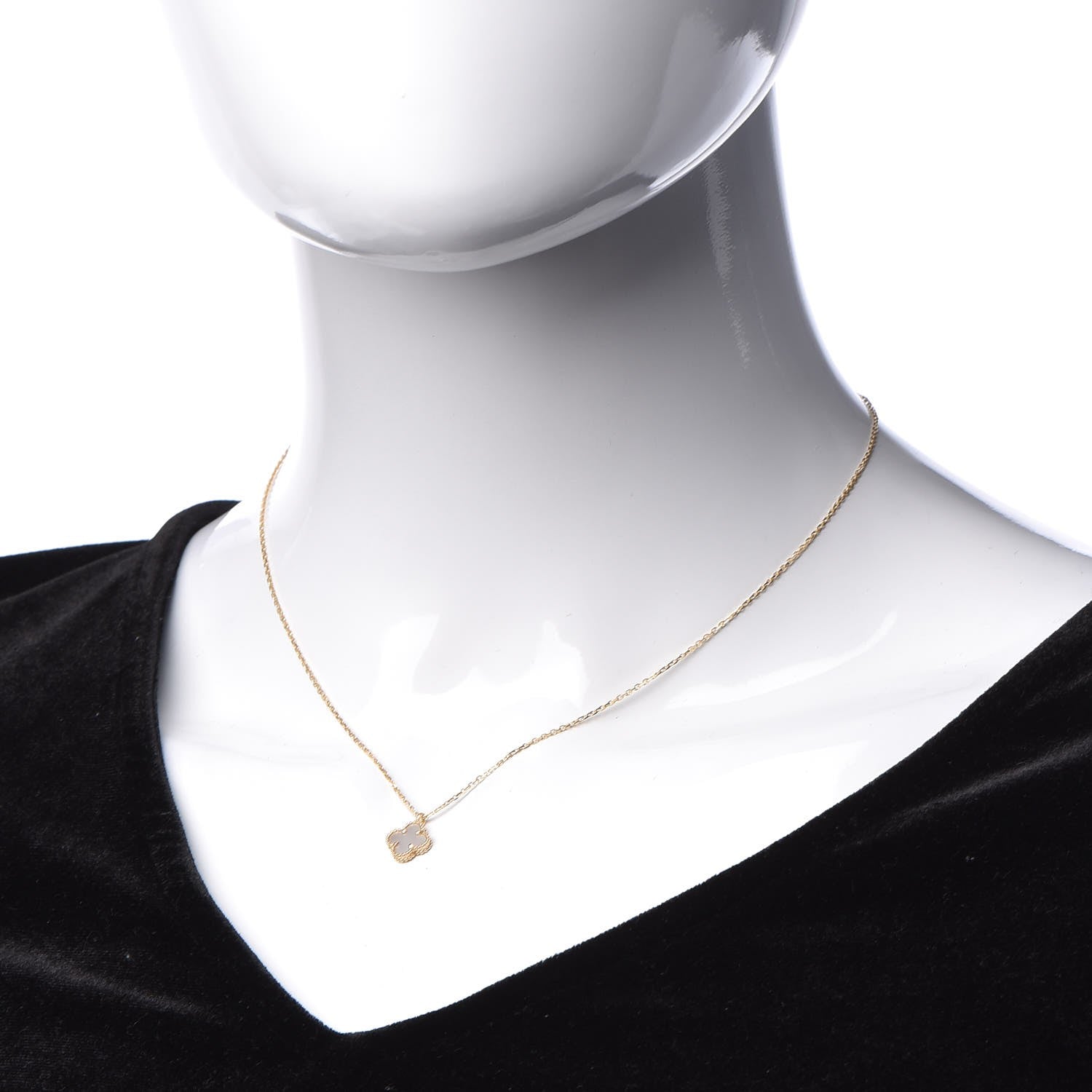 Van Cleef & Arpels 18K Yellow Gold Mother of Pearl Sweet Alhambra Pendant Necklace 2 of 9