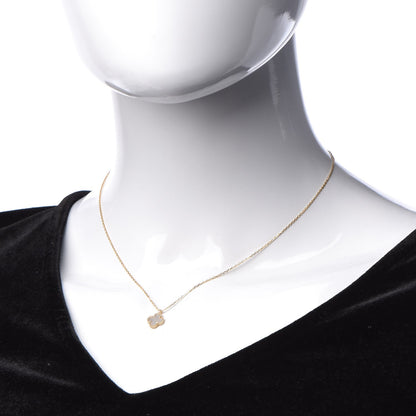 Van Cleef & Arpels 18K Yellow Gold Mother of Pearl Sweet Alhambra Pendant Necklace 2 of 9