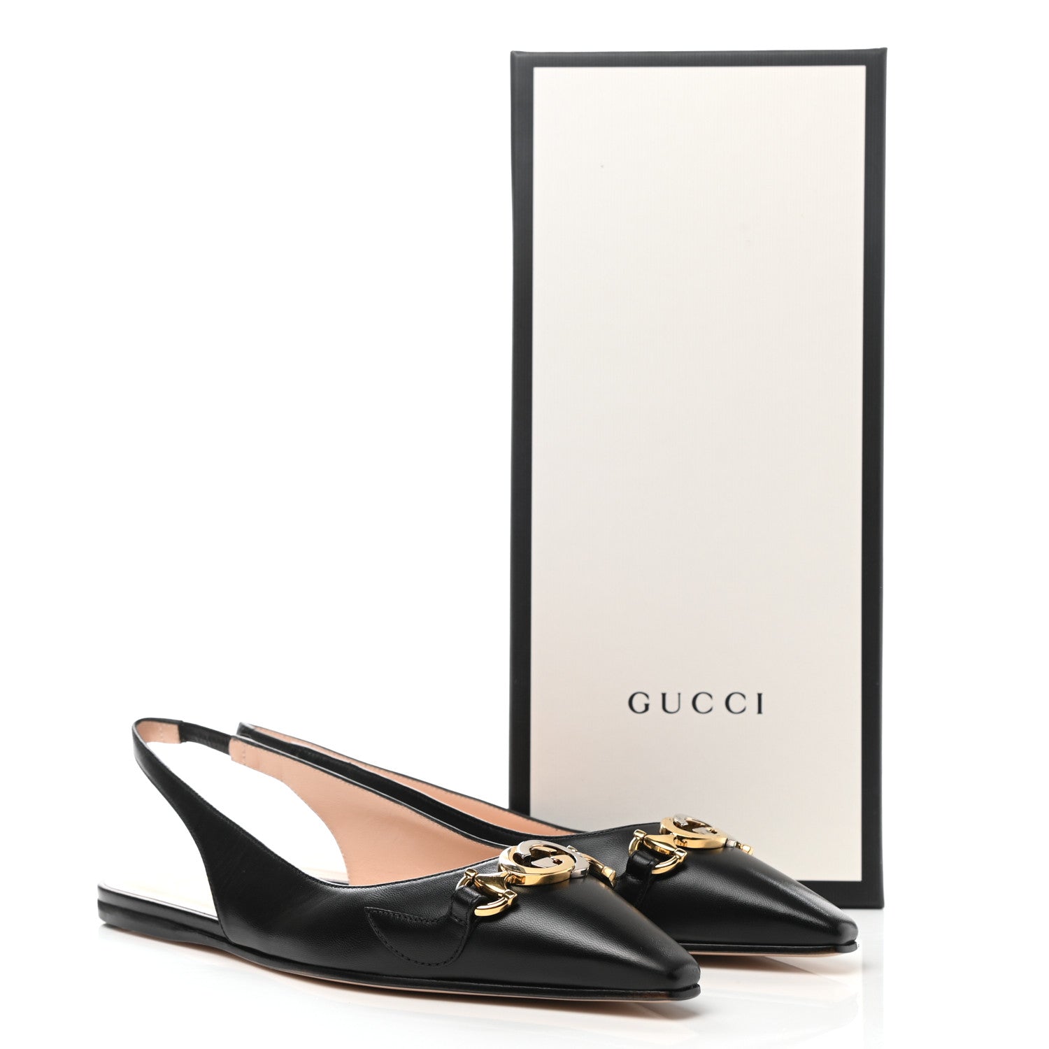 Gucci Malaga Kid Nappa Zumi Slingback Flats 36.5 Black 10 of 10