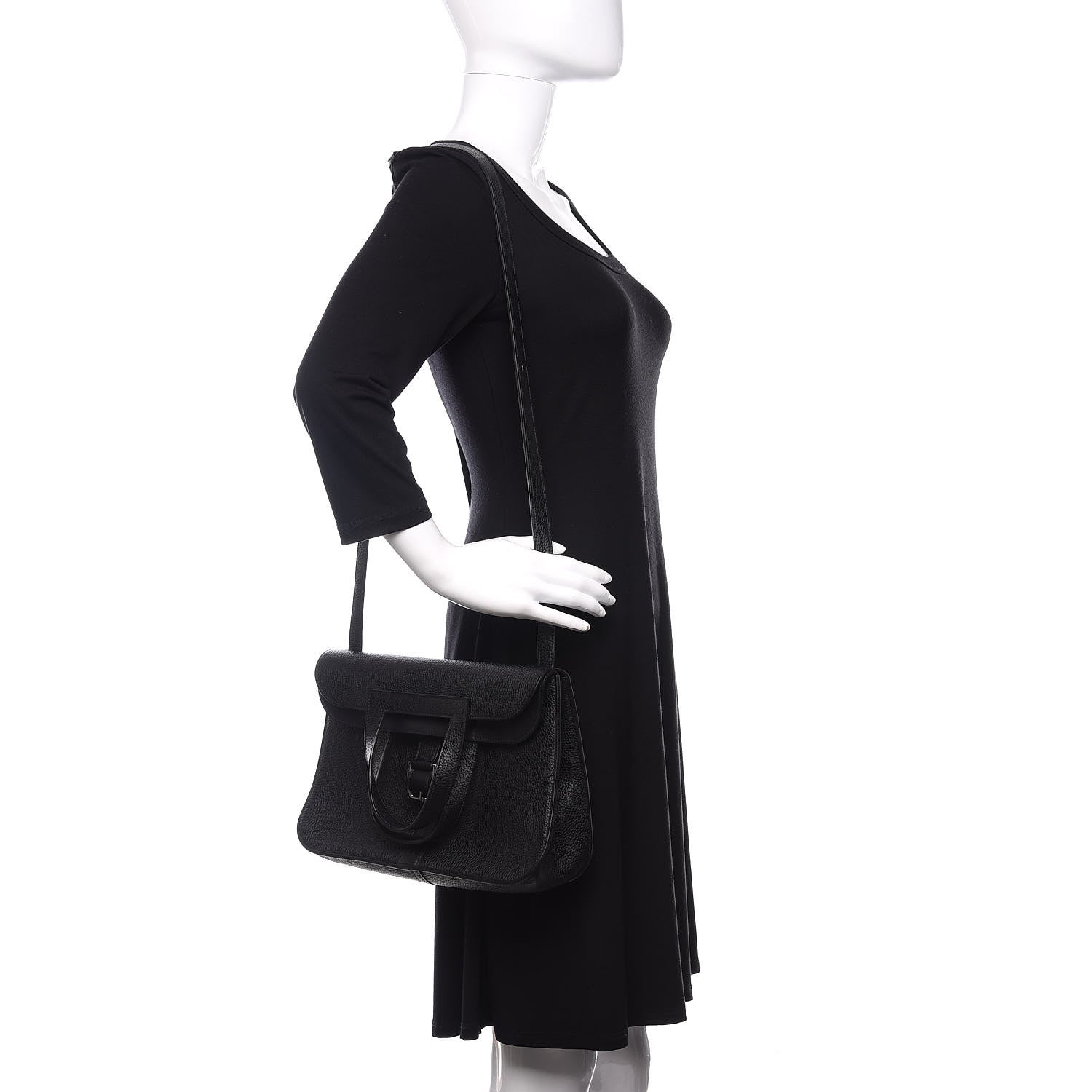 Hermes Taurillon Clemence Halzan 31 GM Black 2 of 12