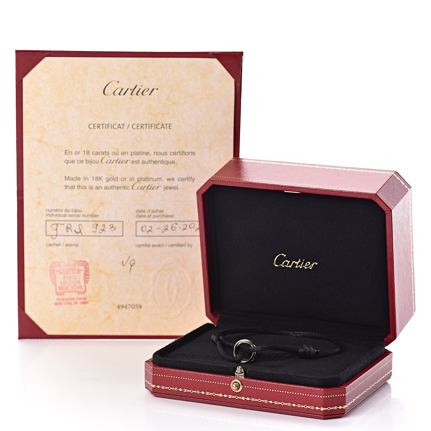Cartier 18K Pink Yellow White Gold Trinity Adjustable Cord Bracelet Black 6 of 6