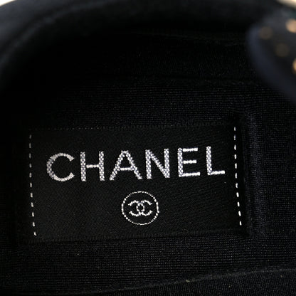 Chanel Satin Lambskin Fabric Tweed CC Sneakers 35.5 Gold Black 8 of 9