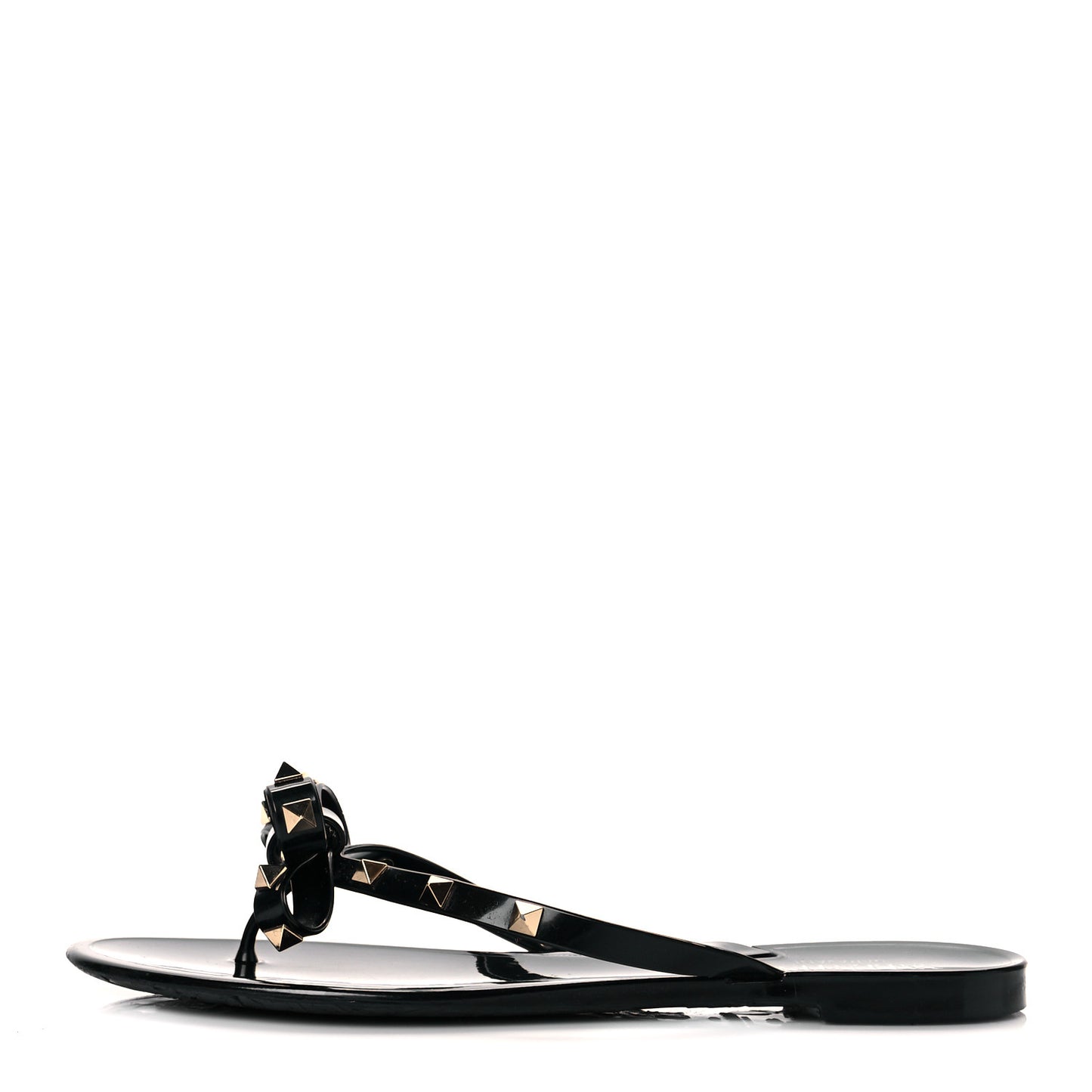 PVC Jelly Rockstud Bow Thong Sandals 40 Black