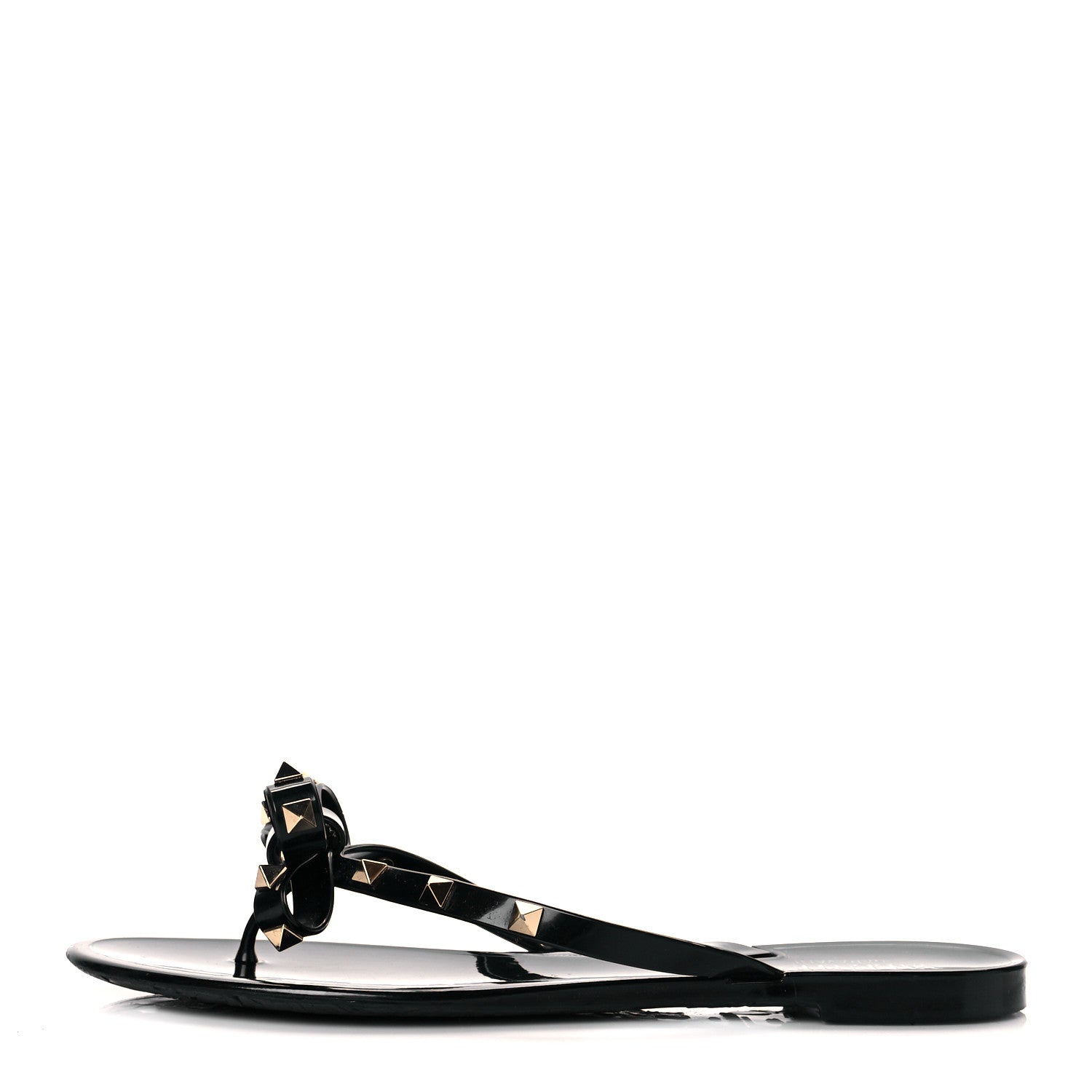 Valentino Garavani PVC Jelly Rockstud Bow Thong Sandals 40 Black 1 of 9