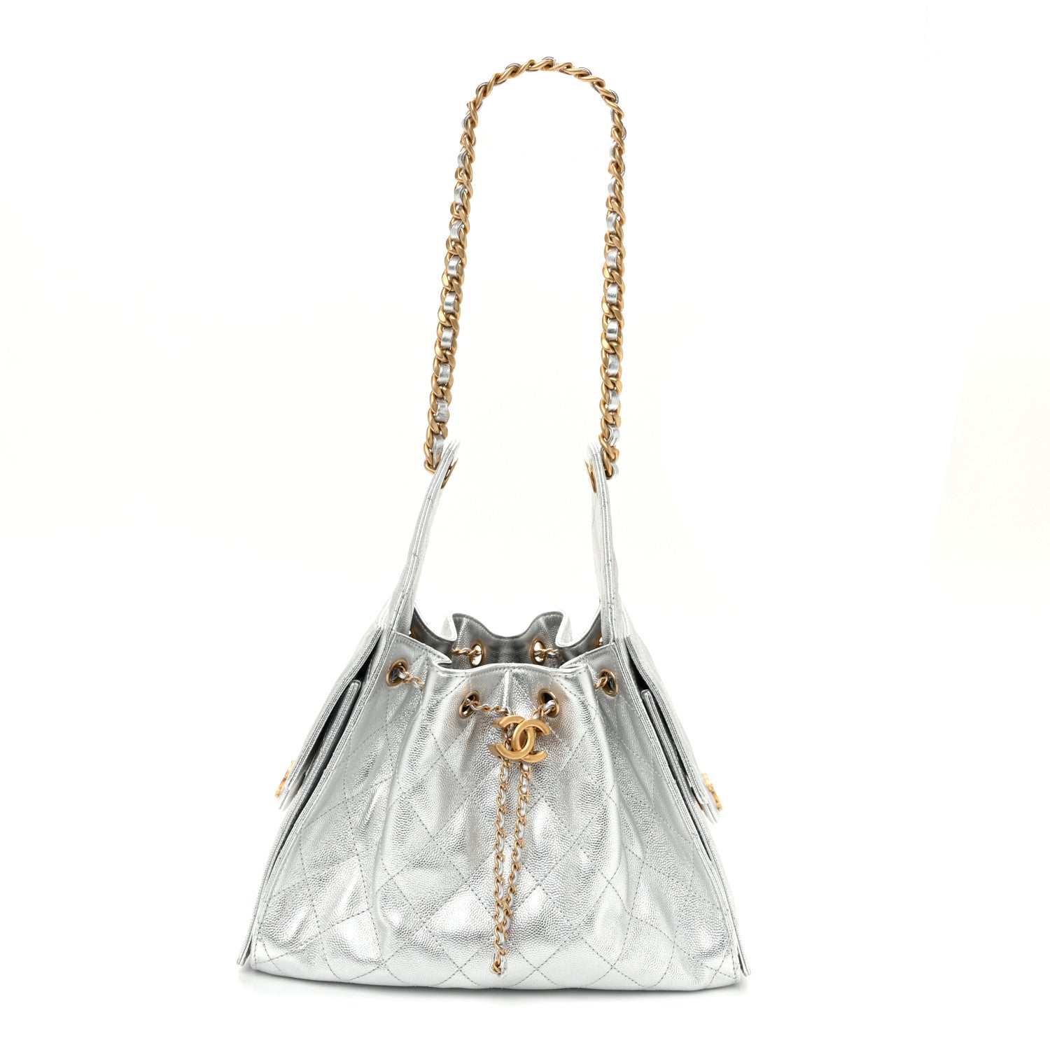 Chanel Metallic Caviar Quilted Small Chanel 25 Handbag Silver 1 of 10