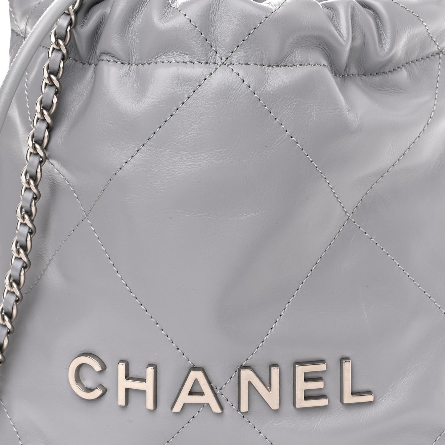 Shiny Calfskin Quilted Mini Chanel 22 Grey
