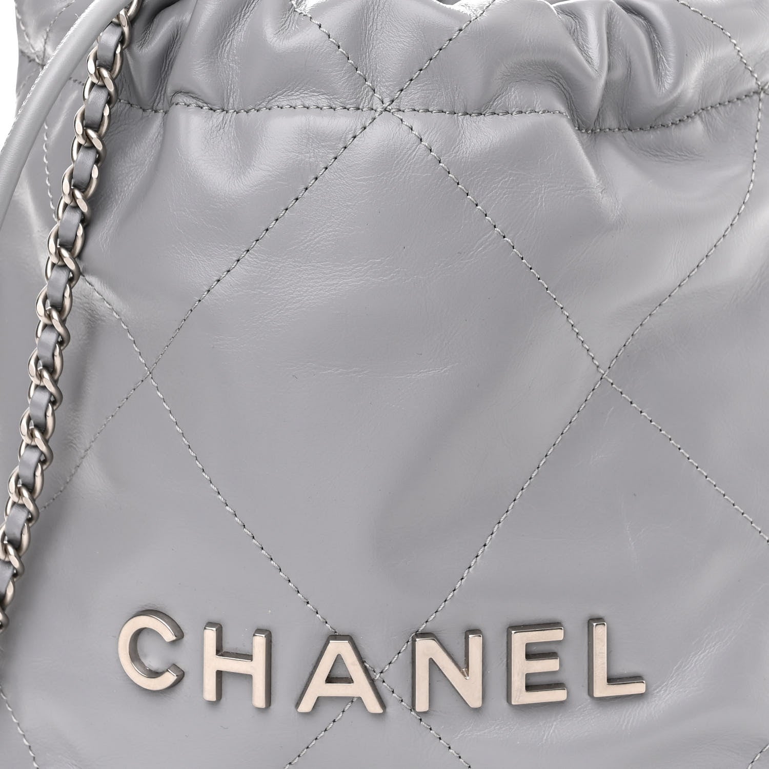 Chanel Shiny Calfskin Quilted Mini Chanel 22 Grey 8 of 11