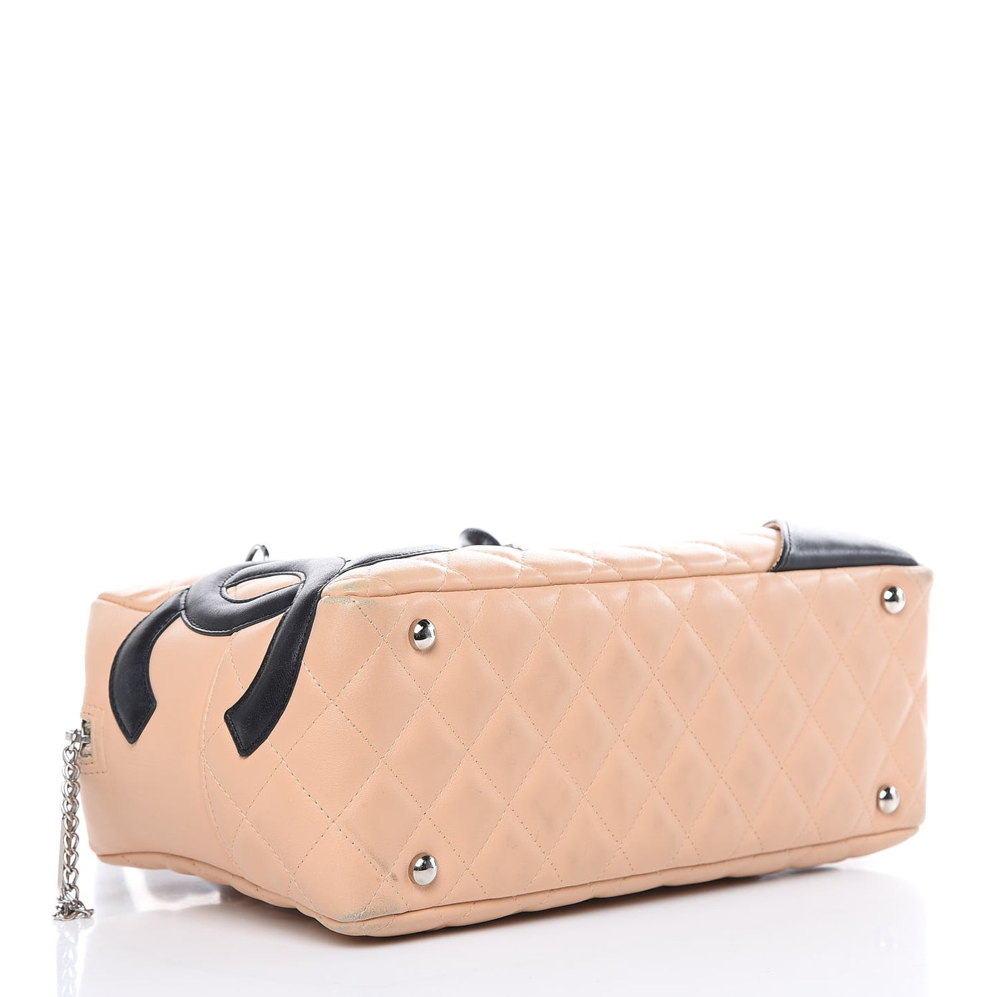 Calfskin Quilted Large Cambon Bowler Beige Black