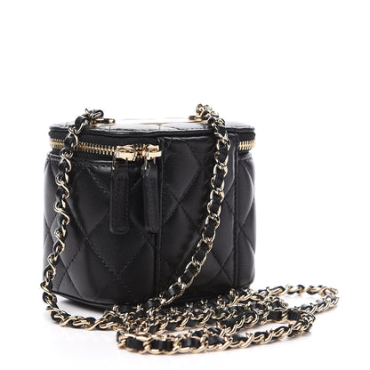 Chanel Lambskin Quilted Trendy Mini Vanity Case With Chain Black 2 of 9
