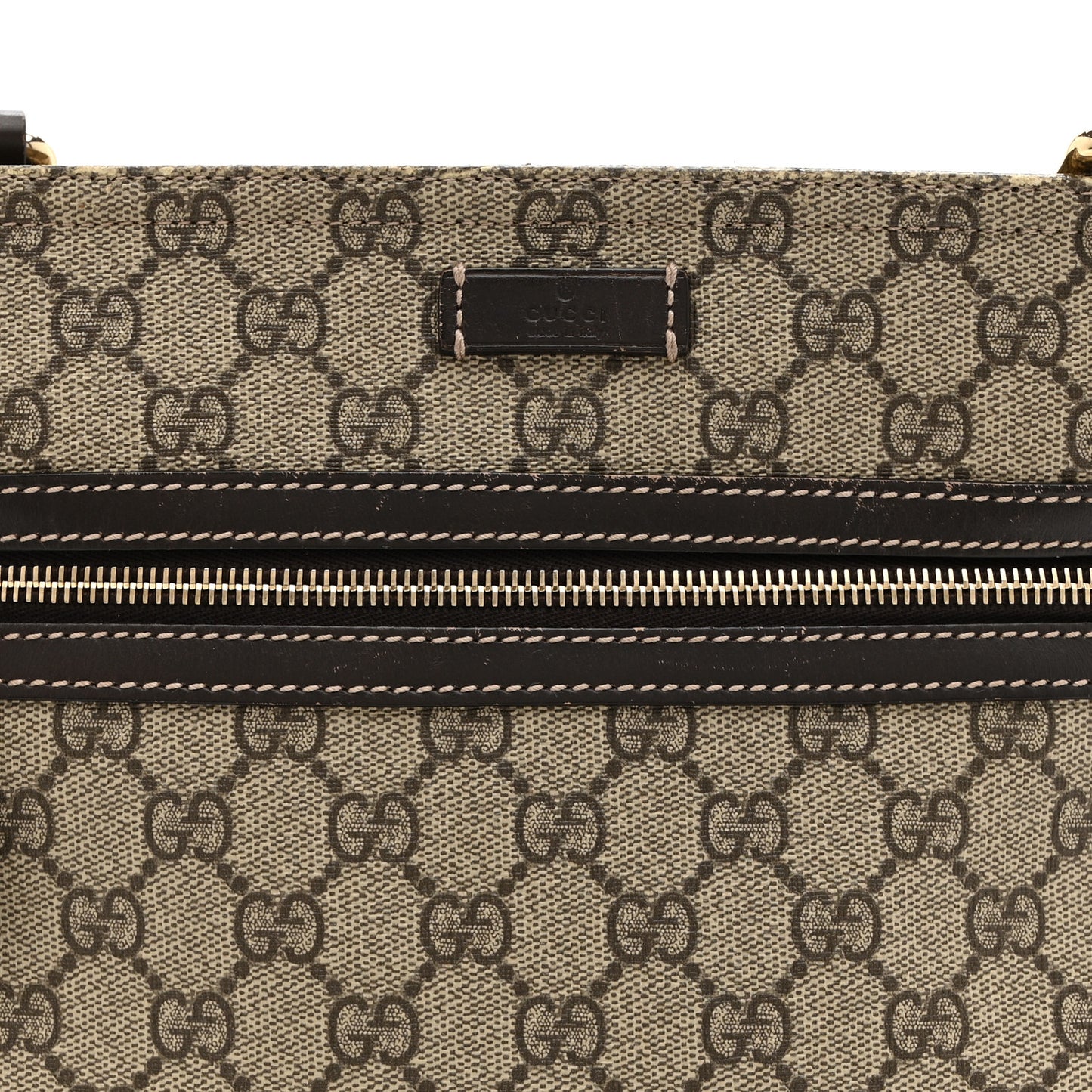 GG Supreme Monogram Selleria Calfskin Small Flat Side Zip Messenger Bag Beige Ebony Cocoa Dark Chocolate