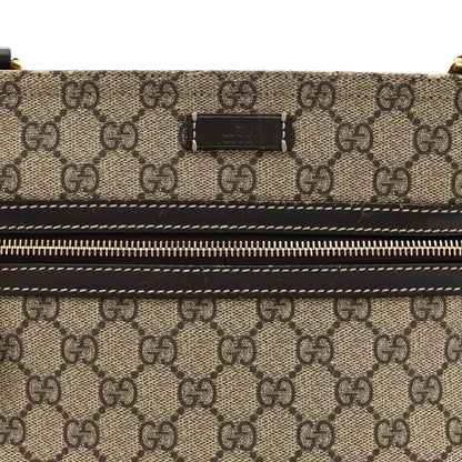 Gucci GG Supreme Monogram Selleria Calfskin Small Flat Side Zip Messenger Bag Beige Ebony Cocoa Dark Chocolate 9 of 12