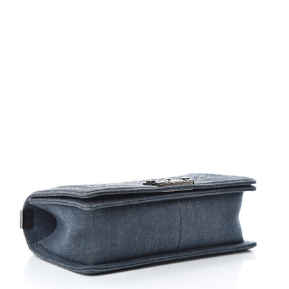 Chanel Denim Embossed Medium Boy Flap Blue 4 of 12