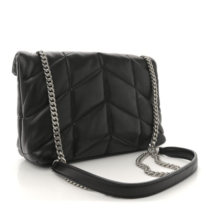 Saint Laurent Lambskin Quilted Toy Loulou Puffer Monogram Chain Satchel Black 3 of 12