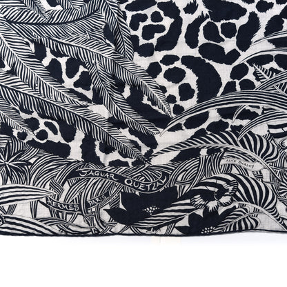Hermes Cashmere Silk Jaguar Quetzal Shawl 140 Gris Chine Bleu Black Gris 3 of 7