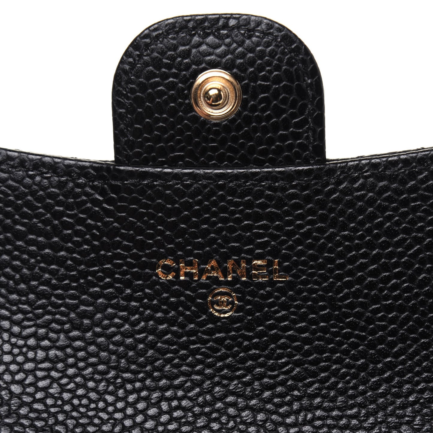 Caviar Quilted Flap Card Holder Wallet Black