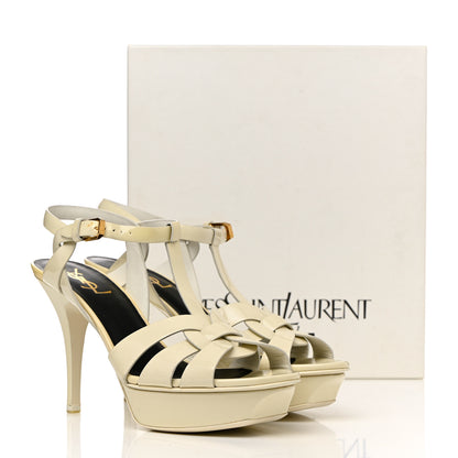 Saint Laurent Calfskin Tribute 75 Platform Sandals 39 White 13 of 13