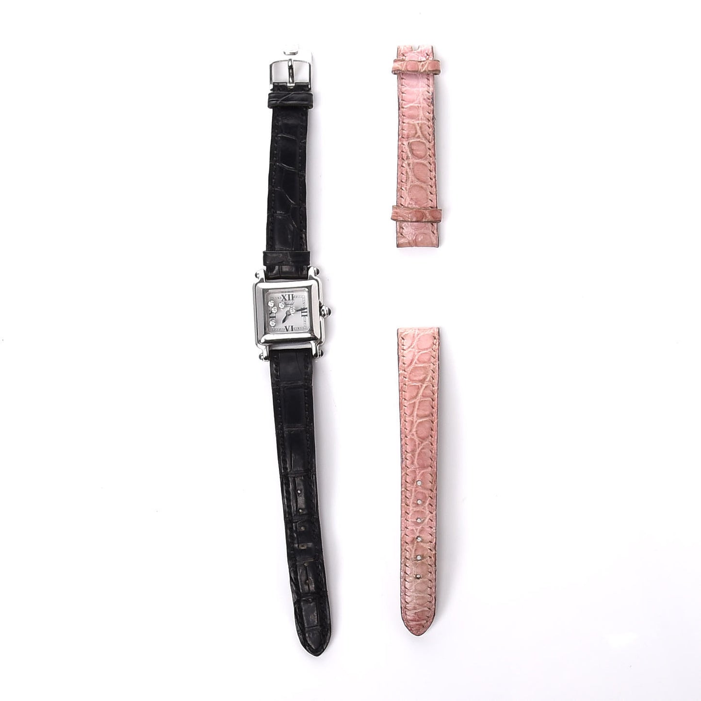 Stainless Steel Alligator 5 Diamond 23mm Happy Sport Quartz Watch