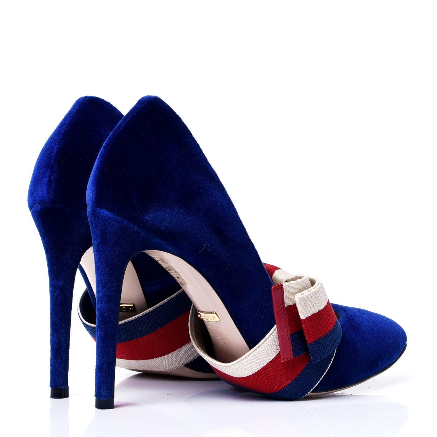 Velvet Removable Web Bow Pumps 35 Cobalt